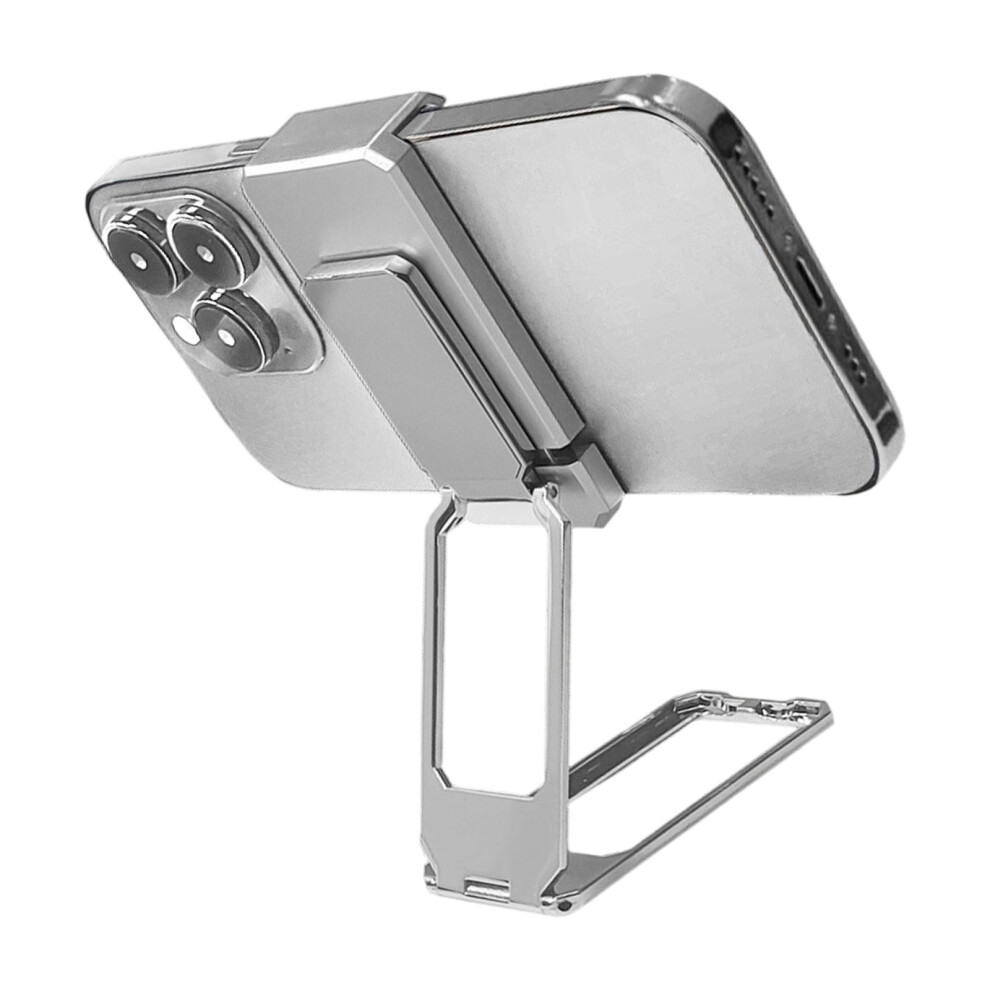 Foldable Zinc Alloy Phone Stand With 360 Degree Rotation- Silver 7704000454605
