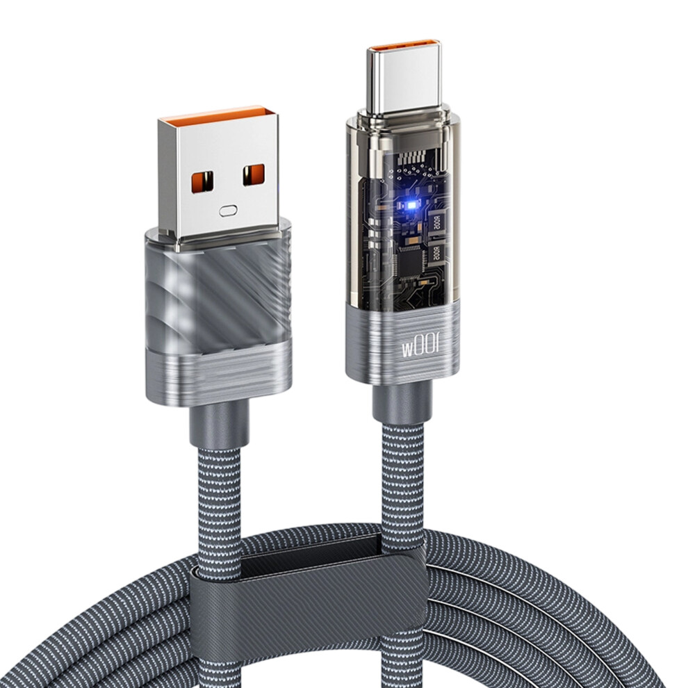 Clear Fast 100W Usb To Usb C Cable Chargers Cable Auto- 2M Grey 7704000455664
