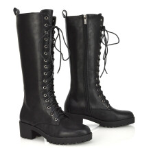 (Black10, UK 7 / US 9 / EUR 40) Womens Lace Up Boots Ladies Chunky Low Heel Combat Casual Biker Military Shoes