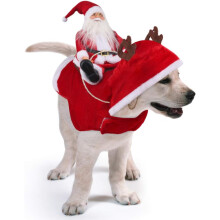 Weihnachtskostüm für Haustiere, warmes und hautfreundliches Weihnachtsmannkostüm aus Mikrofaser-Velours für kleine Haustiere, einfach anzuziehen