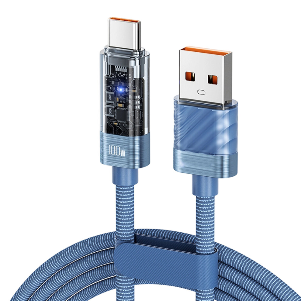 Auto Shutoff 100W Fast Chargers Cable Clear Usb To Usb- 1M Blue 7704000455589