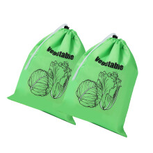 Reusable Grocery Produce Bag With Drawstring Closure Heat-Green
