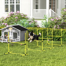 PawHut 4 Pieces Dog Agility Training Equipment with Carrying Bag, Yellow