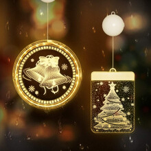 Exquisitos adornos navideños colgantes a pilas, luces LED acrílicas impermeables de luz cálida con diseño 3D para interiores y exteriores (2
