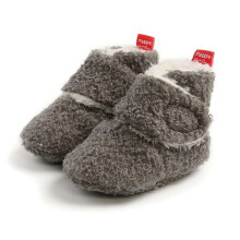 (Gray, 6-12 Months) Unisex Newborn Baby Cozy Fleece Booties Stay On Slippers Soft Shoes Non Slip Infant Boys Girls Winter Warm Shoes