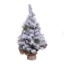 Tabletop Flocked Artificial Pine Tree Pre-Lit Mini Christmas Tree With Snowy Finish And Durable Base Great For Indoor Outdoor Decorations 30Cm