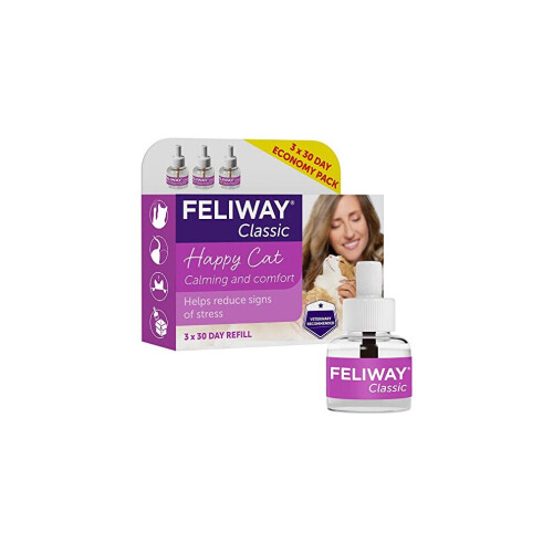 Feliway FELIWAY Classic 30 day Refill x3 Value Pack. FELIWAY Classic comforts cats, helps solve behavioural issues and stress/anxiety - 48ml(Pack of 3)