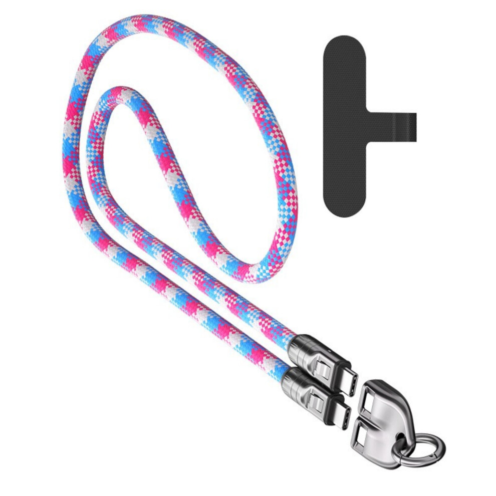 2 In 1 Phone Charges Lanyard 240W Usb C Fast Charge Cable- Pink 7704000456395