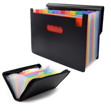 Classeur extensible multifonctionnel à accordéon, organiseur de documents avec onglets de couleurs arc-en-ciel, format Lettre/A4, autoportant.