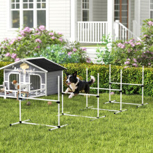 PawHut 4 Pieces Dog Agility Training Equipment with Carrying Bag, White