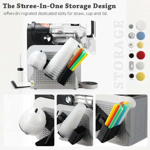 Slush Machine Cup Holder with Side Mounted Lid and Straw Organizer, Space Saving Drinkware Rack 2