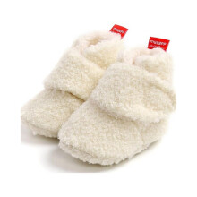 (White, 0-6 Months) Unisex Newborn Baby Cozy Fleece Booties Stay On Slippers Soft Shoes Non Slip Infant Boys Girls Winter Warm Shoes