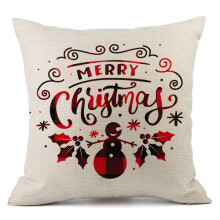 Farmhouse Style Christmas Pillow Cover, Linen Fabric 18x18 inches, Single-sided Printing, Hidden Zipper Design, for Home, Courtyard, Garden Bench, Bed