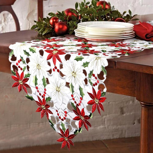 Σχέδιο Holly Leaf, Χριστουγεννιάτικος Διαδρόμος Τραπεζιού, 15x70 ίντσες για τραπεζαρία, 1