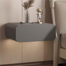 Floating Nightstand with Solid Wood Drawer, Wall Mounted Bedside Table for Bedroom, Dark Grey 45cm