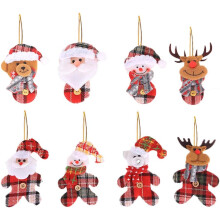 Enfeites de Natal em tecido não tecido, 8 peças de pelúcia com Papai Noel e urso, fáceis de pendurar, bonecos de pelúcia para decoração de