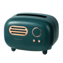 Eenvoudig te installeren tissueboxhoes, decoratieve servettenopberger in retro radiostijl met waterdichte afwerking, stijlvolle opbergoplossing voor