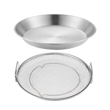Stainless Steel Oil Filter Tray with Drain Rack Double Set for Fried Foods Chicken Fries 18 20 22 cm