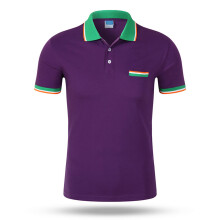 (CSJD001405, XXXL) Men's POLO Shirts With Color Collar Short Sleeved top Team Uniform Work Clothes Orange Purple  Other Colors Choose From Own Brand