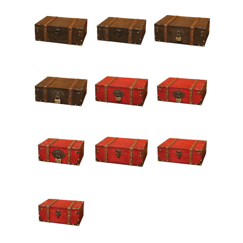 Space Saving Desktop Organizers Wood Box-Red large size witho 1
