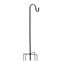 Ganci da giardino per appendere, gancio da pastore in ferro resistente regolabile in altezza con base a 5 artigli per uso esterno, finitura nera con