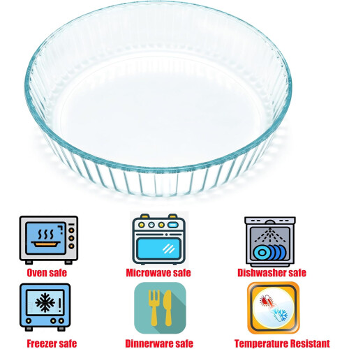 10 Inch Deep Glass Pie Dish for Baking, Clear DeepDish Baking Pan, DishwasherSafe 2