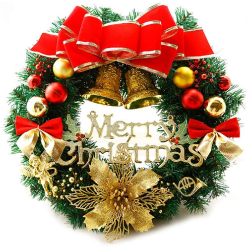 Weihnachtskranz-Girlande, rot, 30 cm, PVC-Gewebedraht, wunderschöner Weihnachtskranz, ideal als Einzugsgeschenk