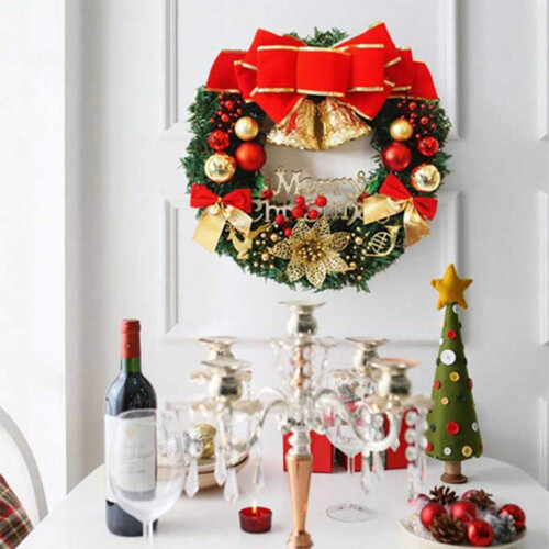 Weihnachtskranz-Girlande, rot, 30 cm, PVC-Gewebedraht, wunderschöner Weihnachtskranz, ideal als Einzugsgeschenk 2