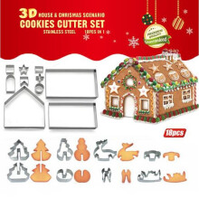 Weihnachts-Lebkuchenhaus-Backset, aus Edelstahl, inklusive 18 einzigartiger Ausstechformen, sichere Handhabung, vielseitig einsetzbar