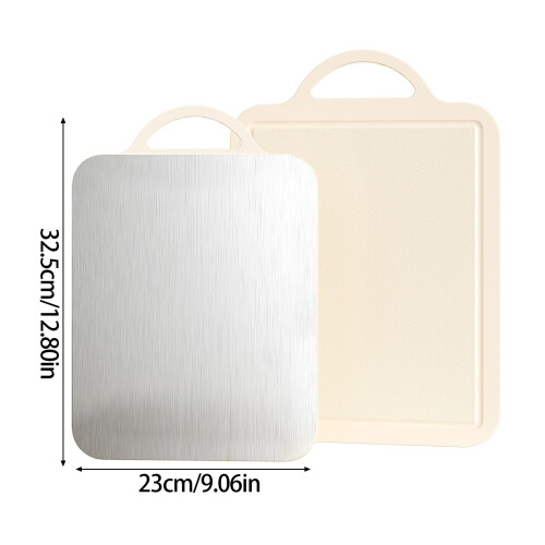 PP Stainless Steel Cutting Board Camping -Offwhite doublesid 2