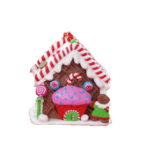 Esplendor festivo: Adornos de casas de jengibre iluminadas para la decoración del árbol de Navidad, aldea de casas de jengibre multicolor