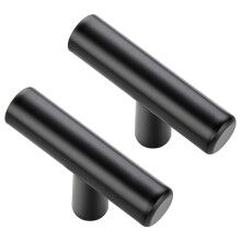 10 Pcs Black Cupboard Knobs and Handles, 50 mm T Bar Kitchen Handles Pulls Stainless Steel Drawer Pull Handles with 10 Screws Durable Handles Set for