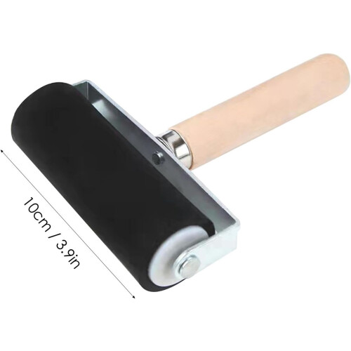 Rubber Brayer for Printmaking with Ergonomic Wooden Handle, Even Ink Coverage Scrapbooking Tool 2