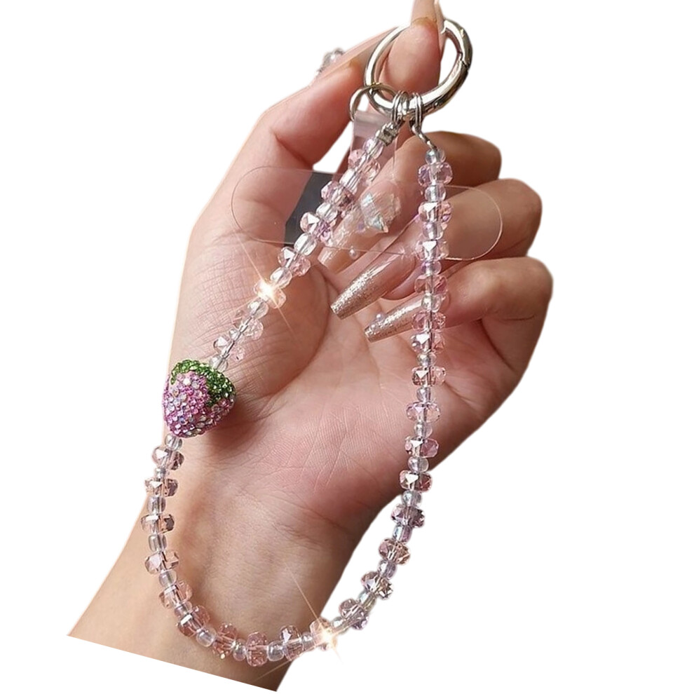 Decorative Fashion Cellphone Lanyard Bracelet Phone Strap- Pink 7704000458276
