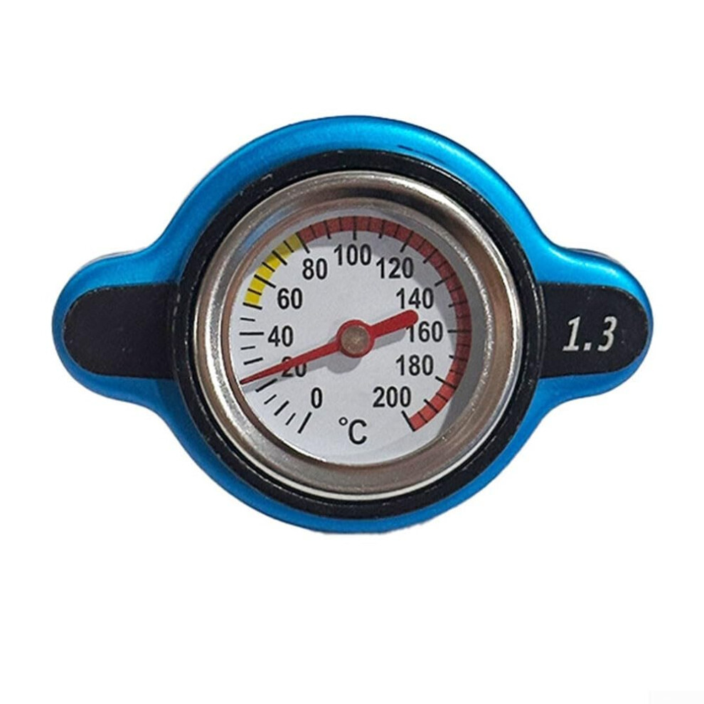 Radiator Cap With Temperature Gauge, Aluminum Alloy Coolant System Cap For Car And Motorcycle, 1.3 Blue 9339159855423