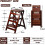 Folding Step Stool Wooden Foldable Ladder with Backrest for Kitchen Bedroom SpaceSaving Brown 5