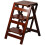 Folding Step Stool Wooden Foldable Ladder with Backrest for Kitchen Bedroom SpaceSaving Brown 1