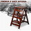 Folding Step Stool Wooden Foldable Ladder with Backrest for Kitchen Bedroom SpaceSaving Brown 3