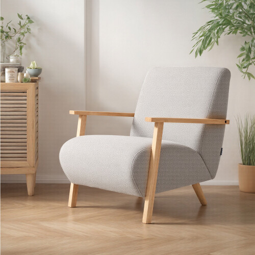 Living And Home Grey Chenille Upholstered Armchair