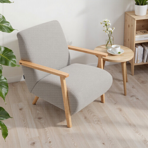 Living And Home Grey Chenille Upholstered Armchair 1