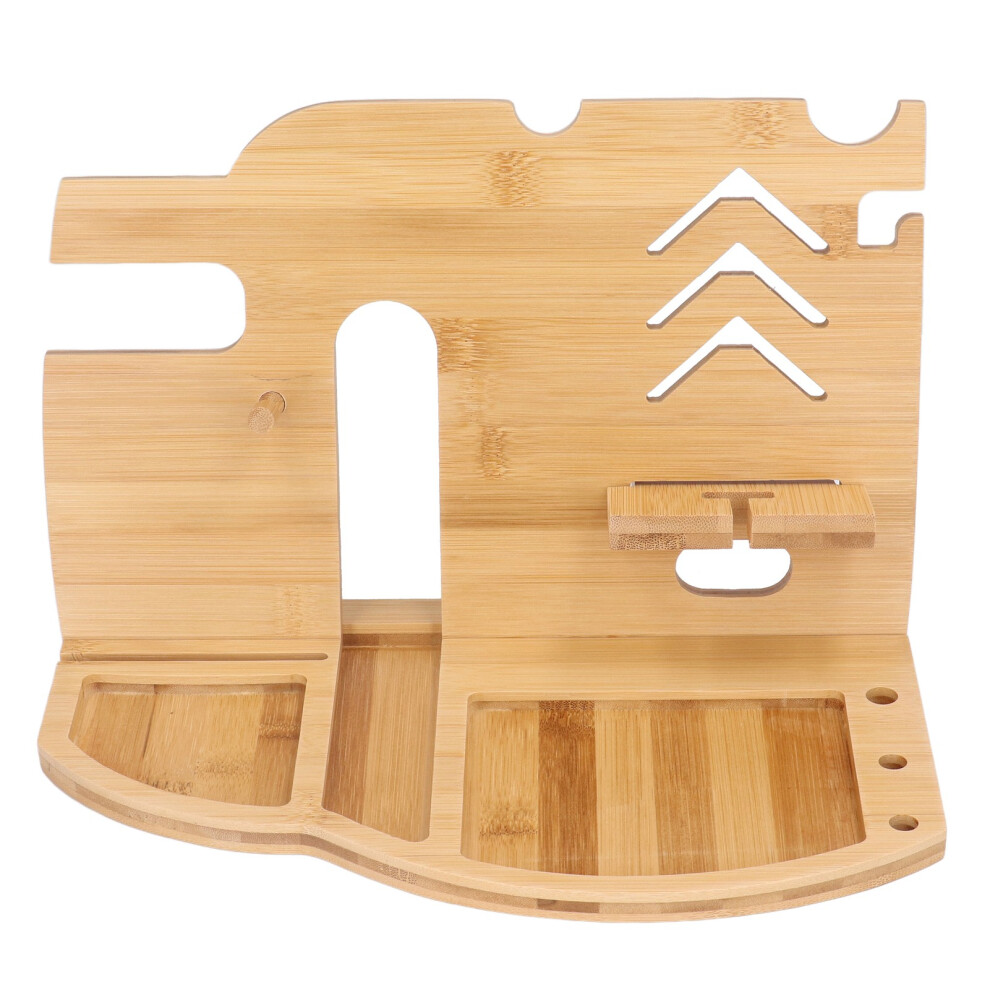 Multifunctional Wood Docking Station, Retro Desk Organizer With Wireless Charging For Men, Nightstand Accessory, Sturdy Bamboo And Wood Material, Uniq 9436597784268