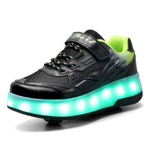 Roller Skate Shoes with Automatic Retractable Wheels for Kids Boys Girls Sneakers UK Size 4 Black