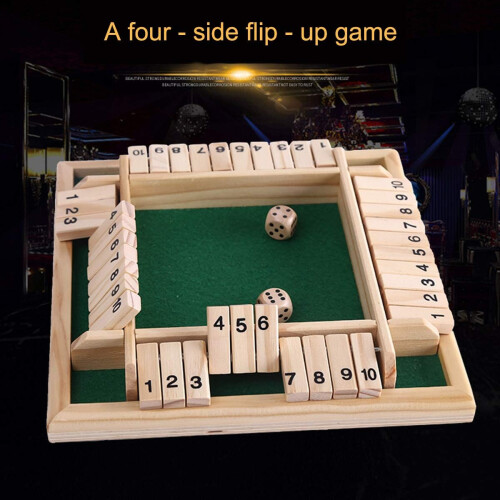 Κλασικό ξύλινο μαθηματικό παιχνίδι Shut The Box, 100% φυσικό ξύλο, πτυσσόμενες σανίδες, 1