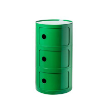 Modern Nordic Bedside Table with Drawers Sliding Door Round Design Plastic Storage Cabinet for Bedroom Green 32x58cm