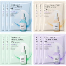 JORUN 12 Pcs Essence Hydrating Sheet Face Mask Set Korean Sheet Masks Moisturizing Anti-Aging Brightening Face Masks Beauty Multipack