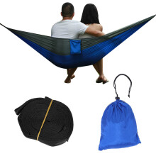 Verstellbare Baumgurte, robuste Hängematte für Rucksacktouren – Grau-Hellblaue Ausführung für das ultimative Outdoor-Erlebnis