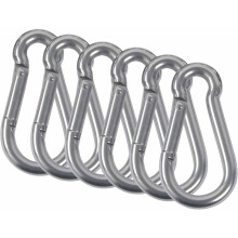 Mosquetão de aço inoxidável reforçado com mola, ideal para atividades ao ar livre, com superfície lisa e resistente à corrosão, perfeito para