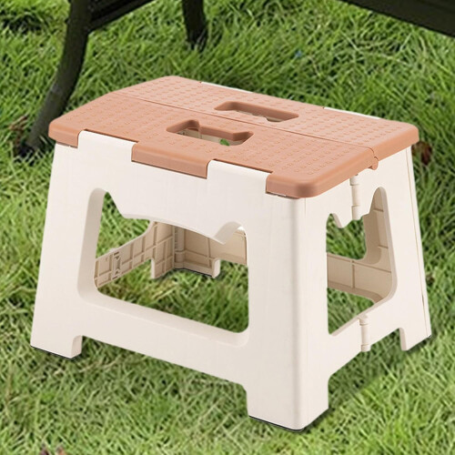Folding Step Stool for Kitchen and Bathroom, Lightweight NonSlip Space Saving Khaki 1