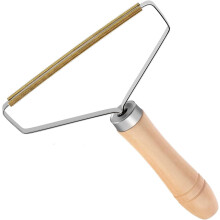 Reusable Lint Remover with Wooden Handle for Clothes Carpet and Pet Hair Powerful DualSided Blade