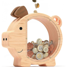 Spardose aus Holz für Kinder, niedliches Schweinchen-Sparschwein für Jungen und Mädchen, unzerbrechliches Sparschwein aus Holz, kr